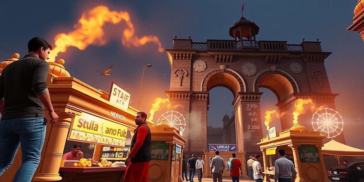 Uttar Pradesh United Market Scene Uttar Pradesh United gameplay showing a virtual marketplace inspired by Lucknow's traditional markets